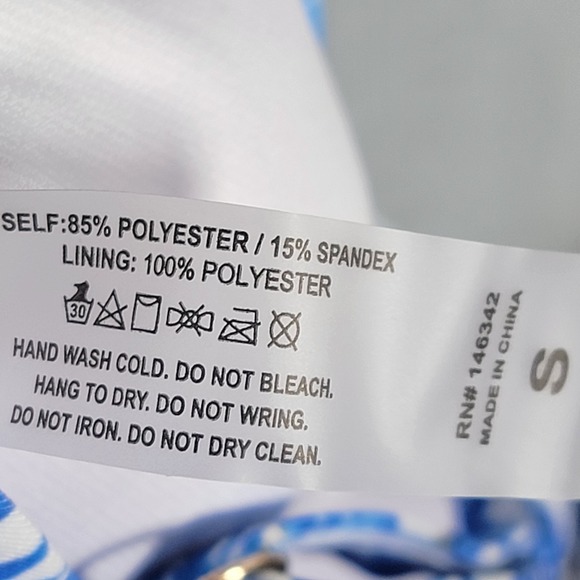 NICOLE MILLER Swimsuit Flattering‎ Ruched Tropical blue floral botanical Small - Picture 13 of 14